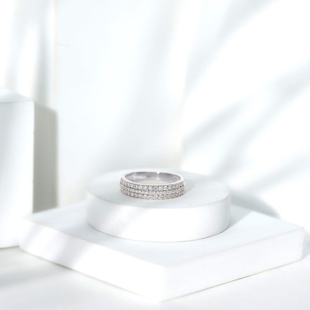 Round Cut Certified Moissanite Wedding Band