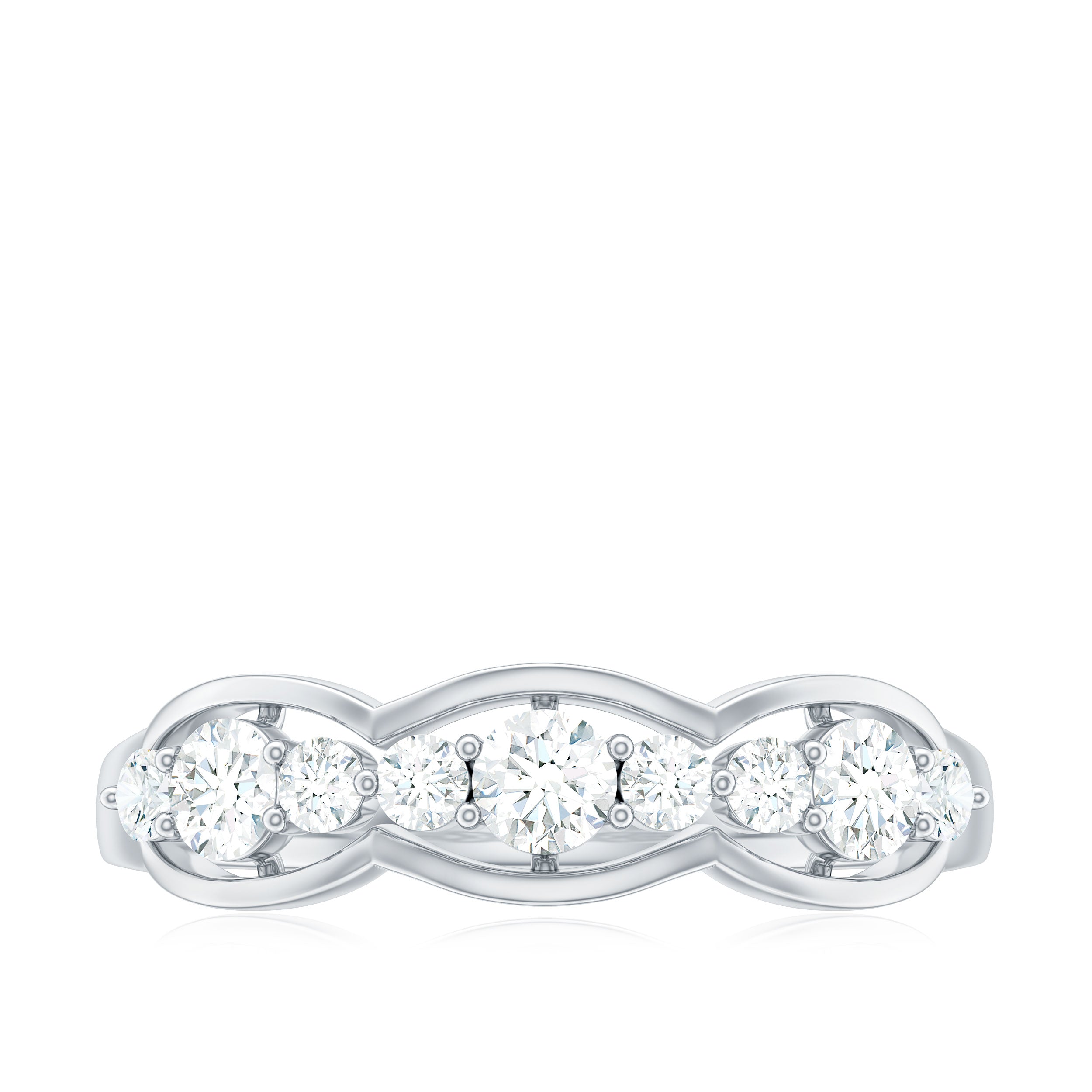 Round Cut Cubic Zirconia Anniversary Ring for Women