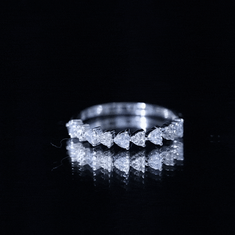 Simulated Diamond Heart Shape Half Eternity Ring
