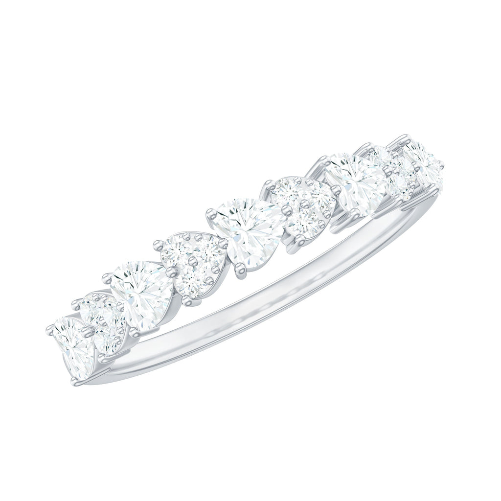 Simulated Diamond Heart Shape Half Eternity Ring