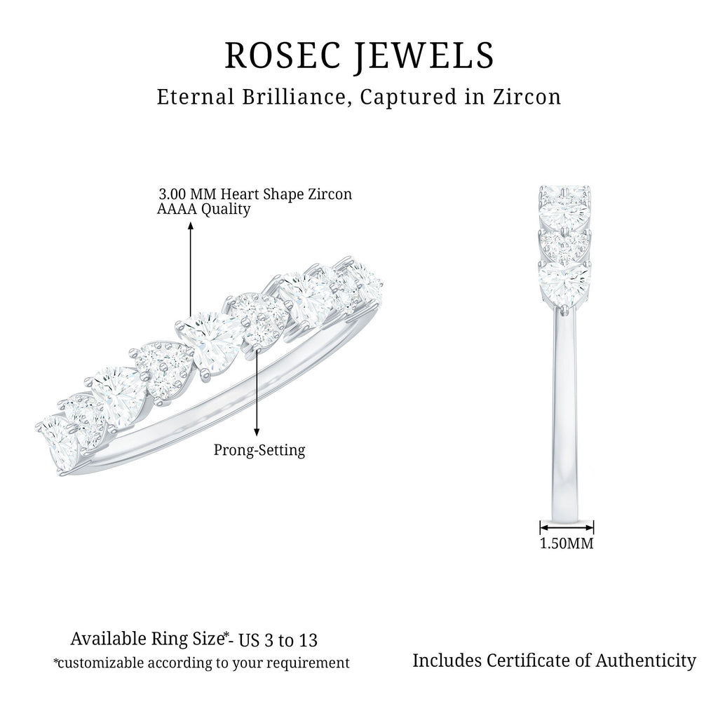 Simulated Diamond Heart Shape Half Eternity Ring