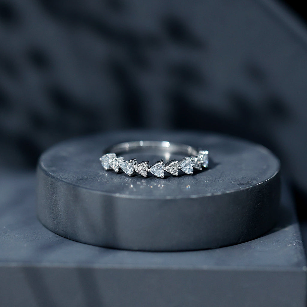 Simulated Diamond Heart Shape Half Eternity Ring