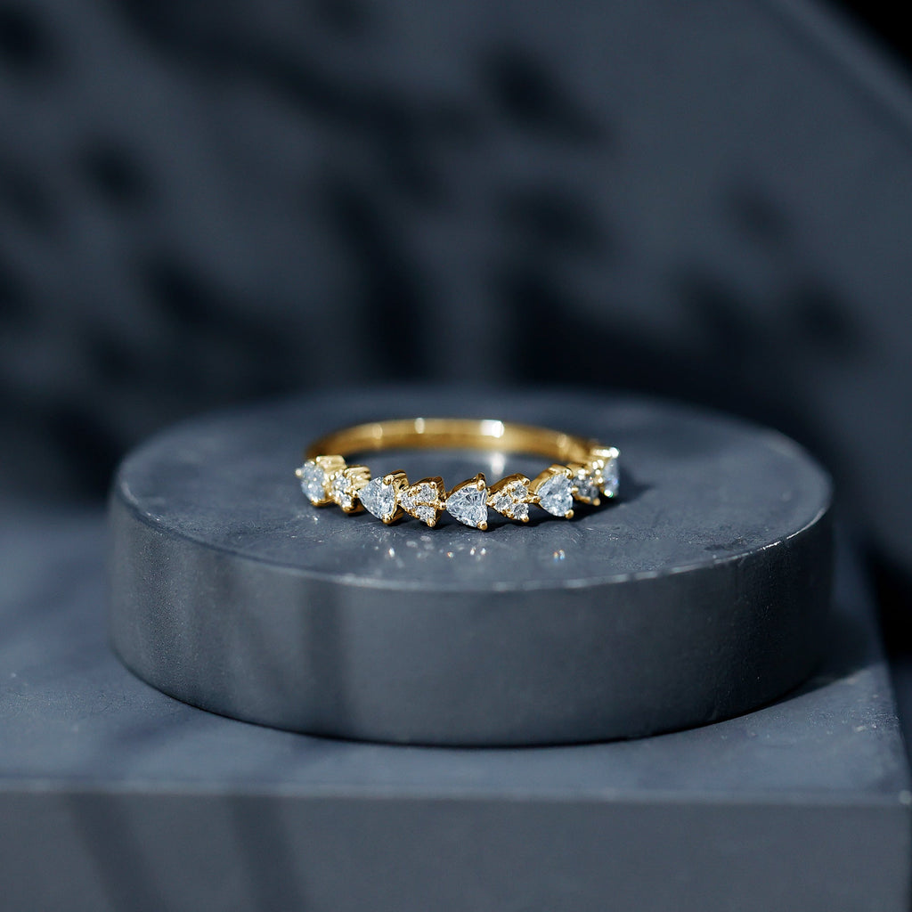 Simulated Diamond Heart Shape Half Eternity Ring