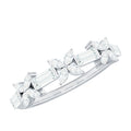 Marquise and Baguette Cut Simulated Diamond Flower Half Eternity Ring