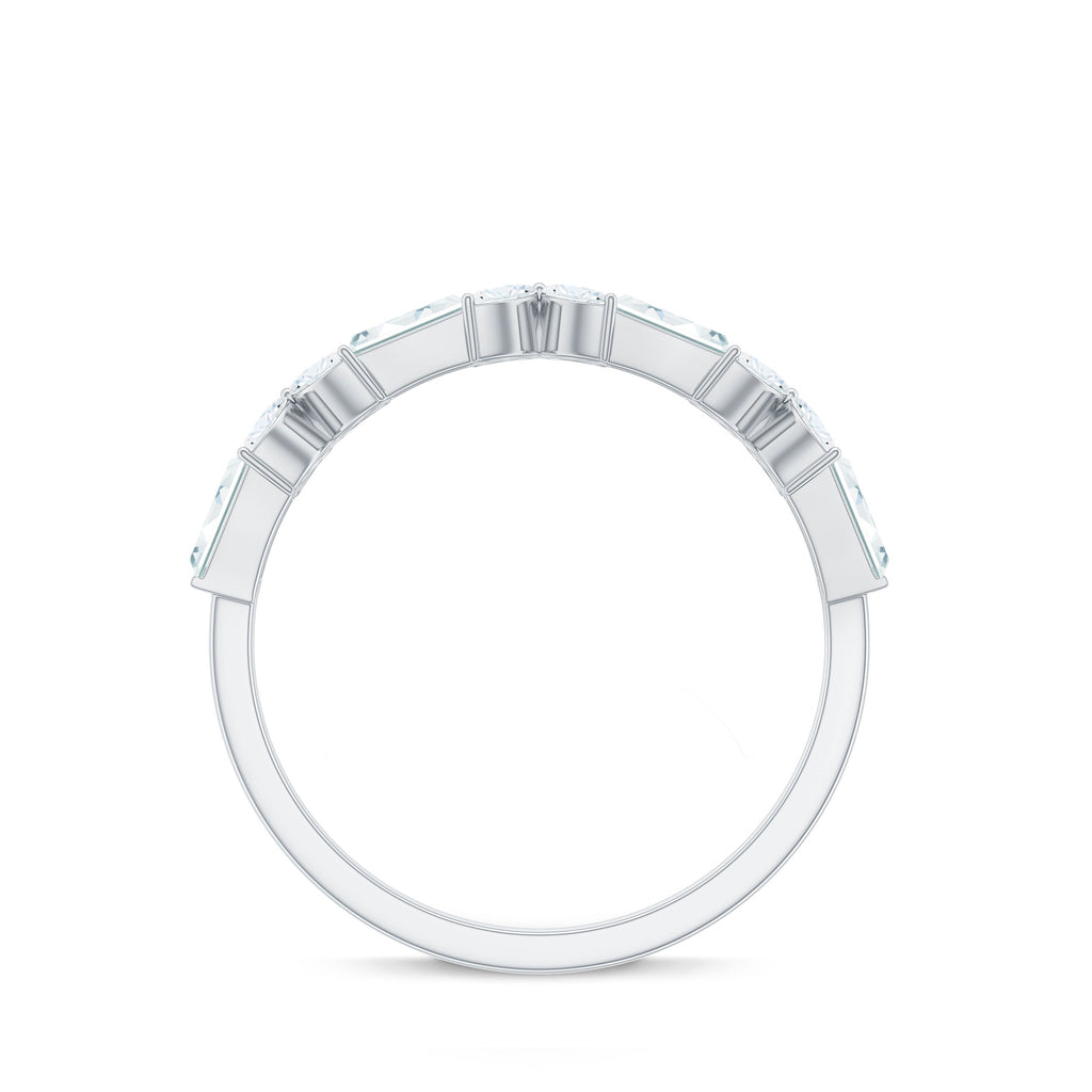 Marquise and Baguette Cut Simulated Diamond Flower Half Eternity Ring