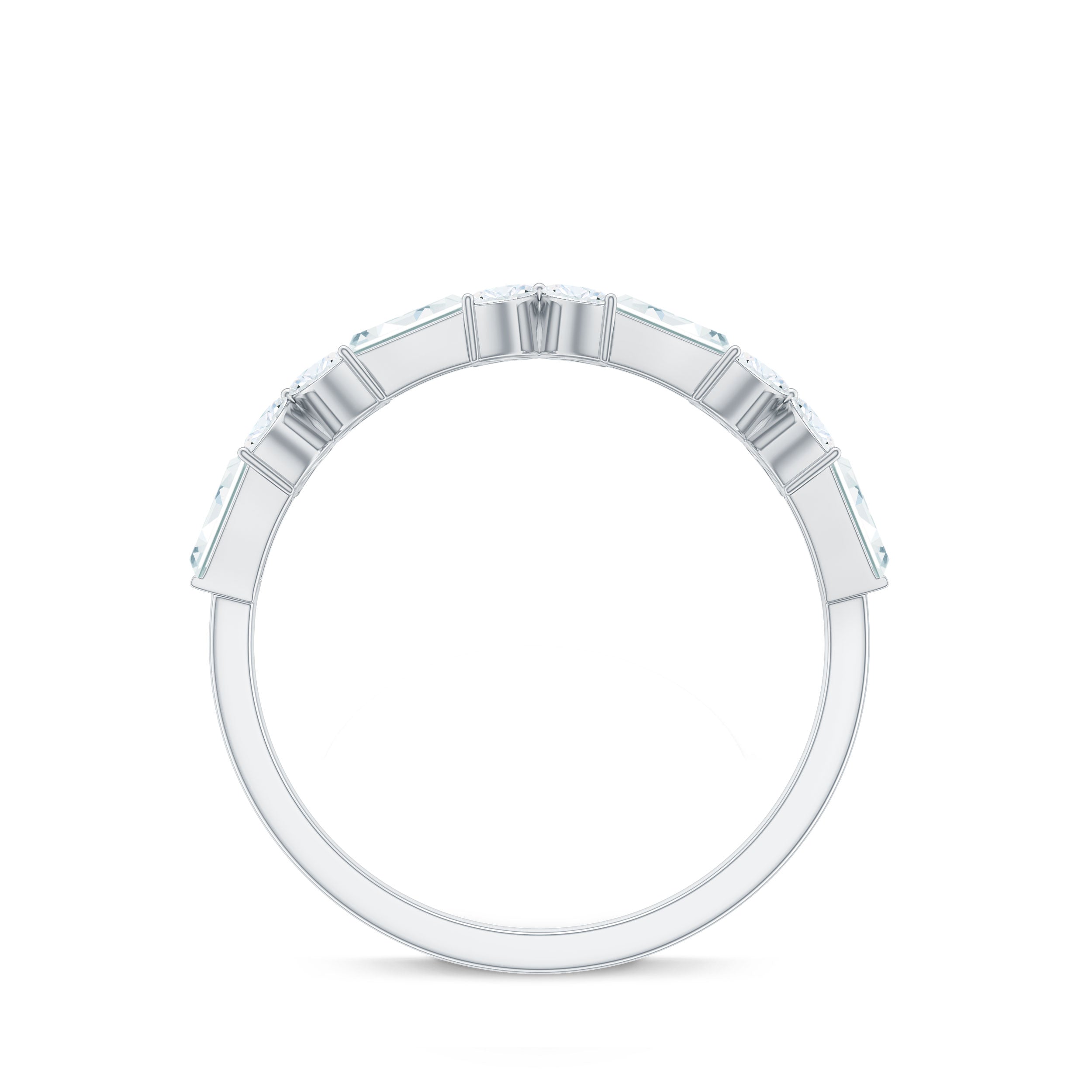 Marquise and Baguette Cut Simulated Diamond Flower Half Eternity Ring