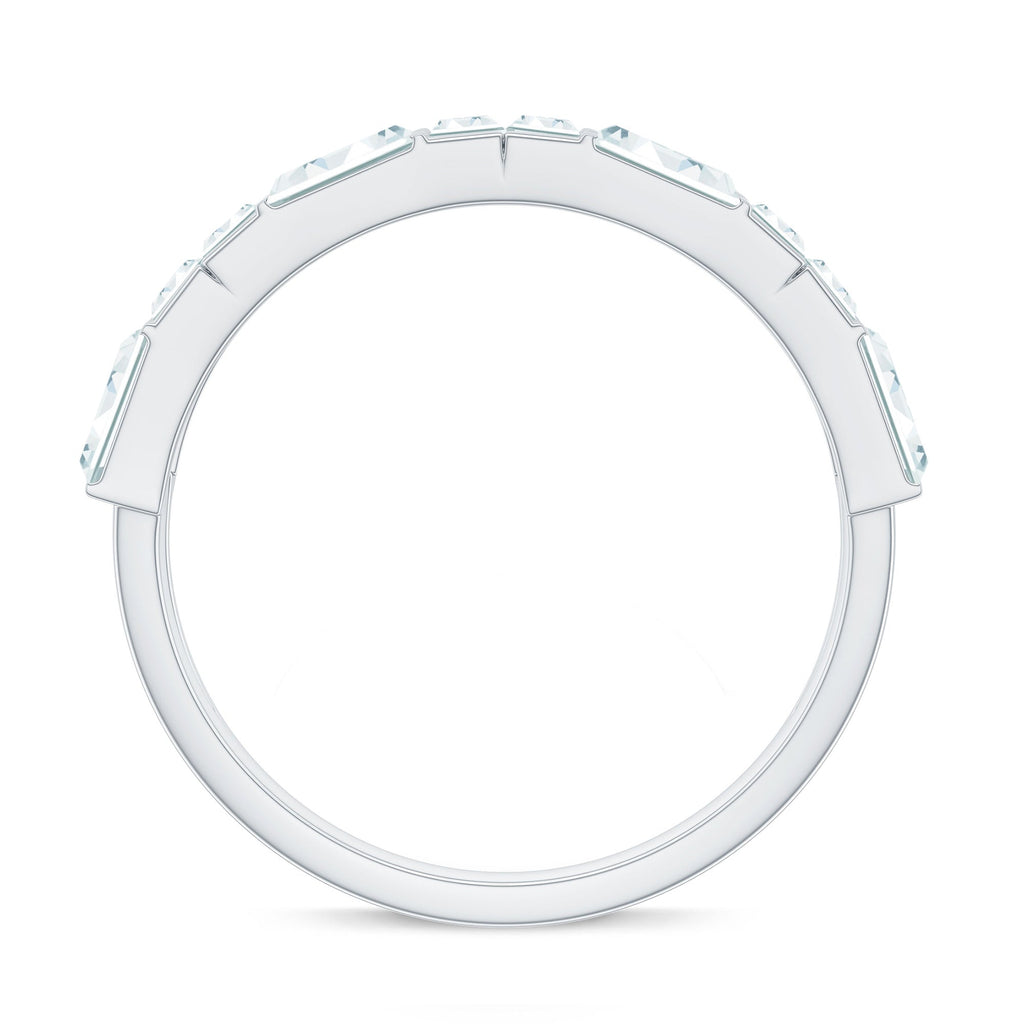 Baguette Cut Zirconia Half Eternity Wedding Band Ring