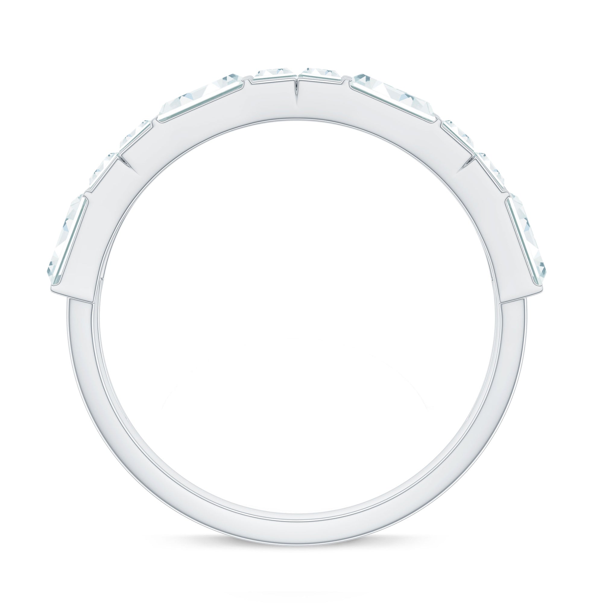 Baguette Cut Zirconia Half Eternity Wedding Band Ring