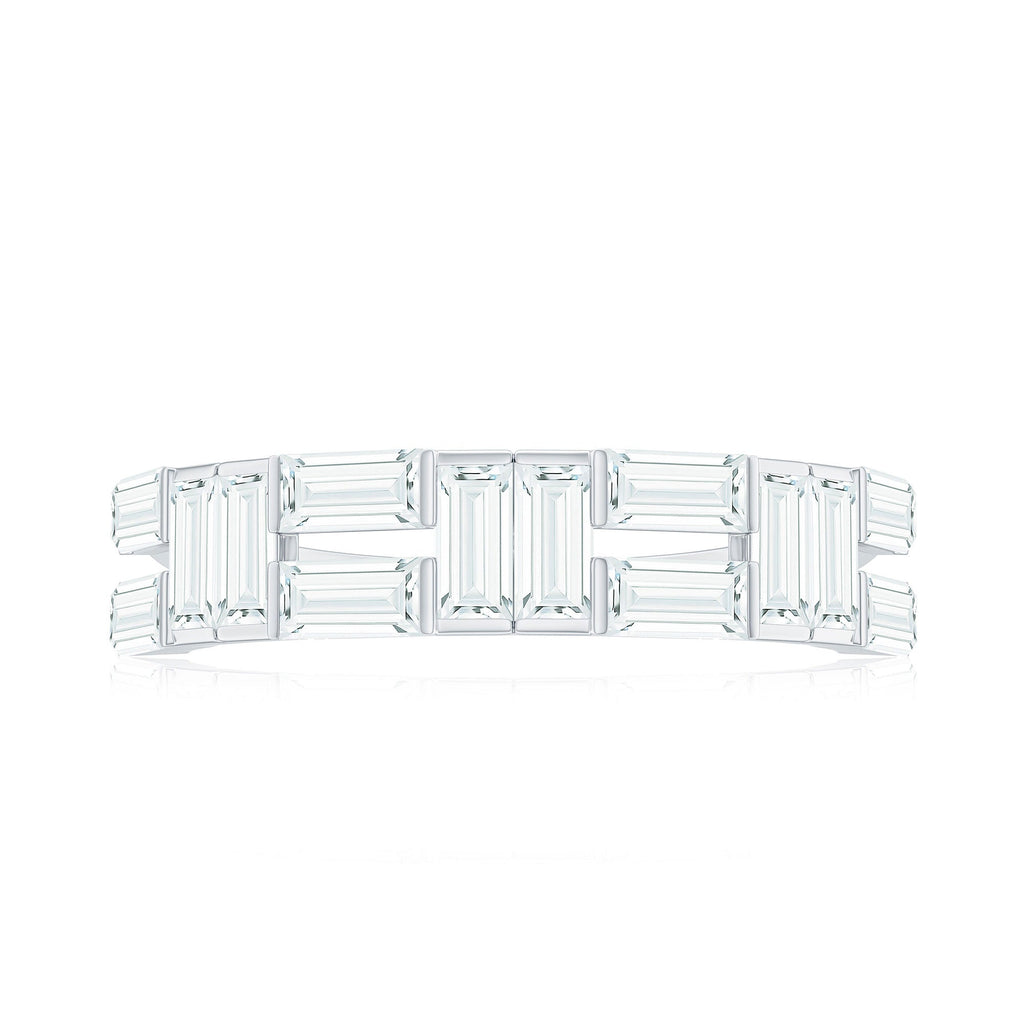 Baguette Cut Zirconia Half Eternity Wedding Band Ring