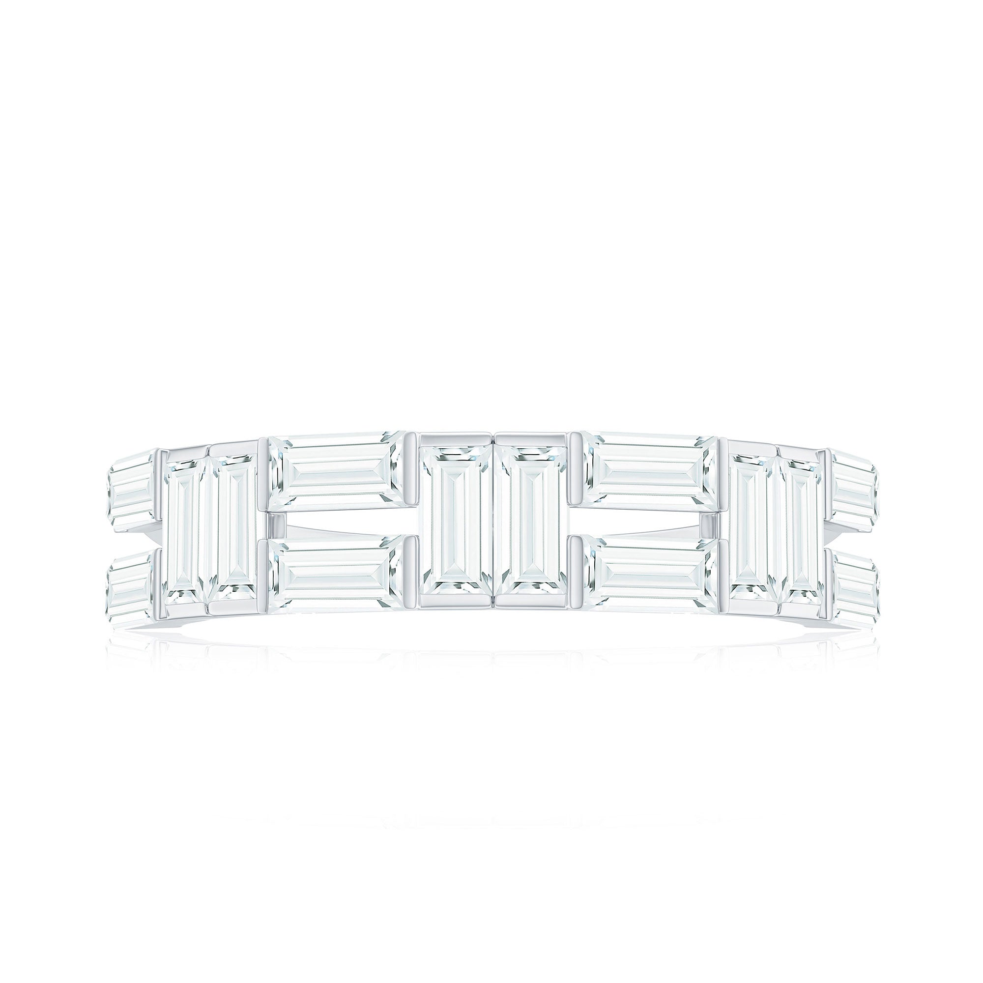 Baguette Cut Zirconia Half Eternity Wedding Band Ring