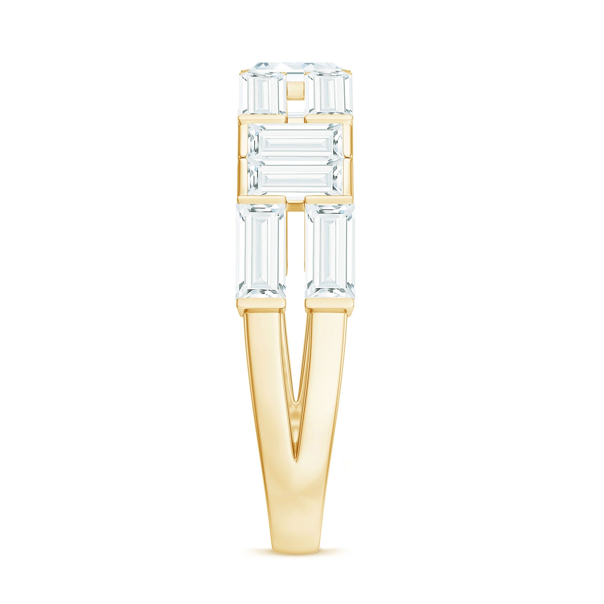 Baguette Cut Zirconia Half Eternity Wedding Band Ring