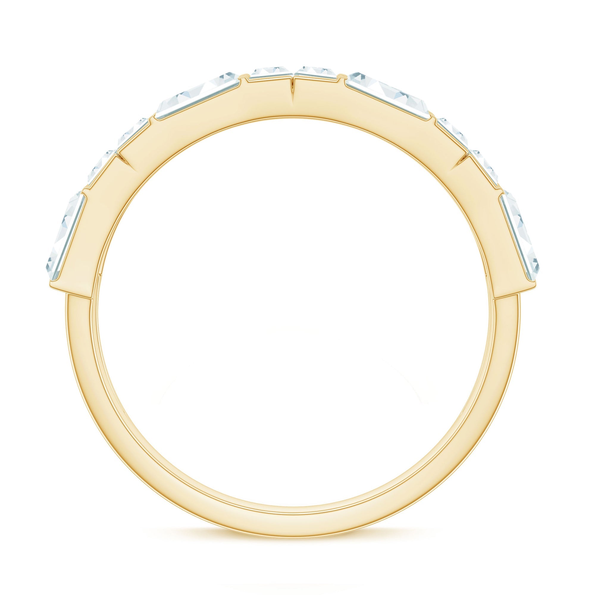 Baguette Cut Zirconia Half Eternity Wedding Band Ring