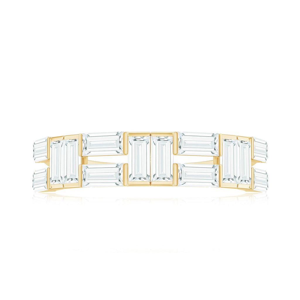 Baguette Cut Zirconia Half Eternity Wedding Band Ring