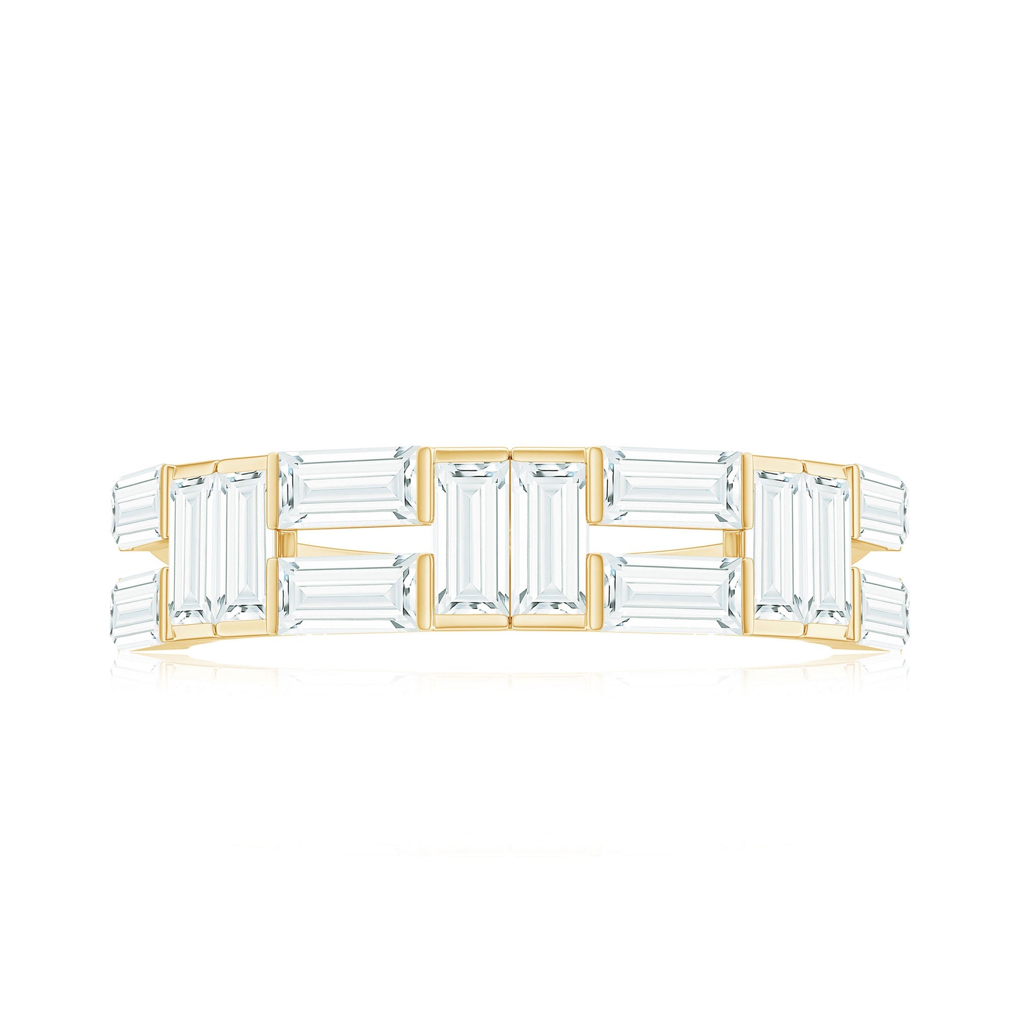 Baguette Cut Zirconia Half Eternity Wedding Band Ring