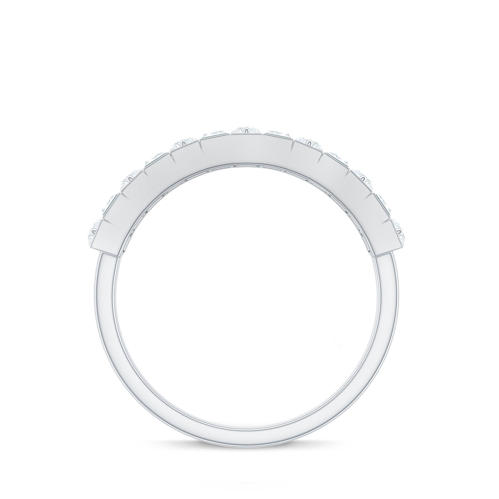 Baguette and Round Cut Zircon Classic Half Eternity Ring