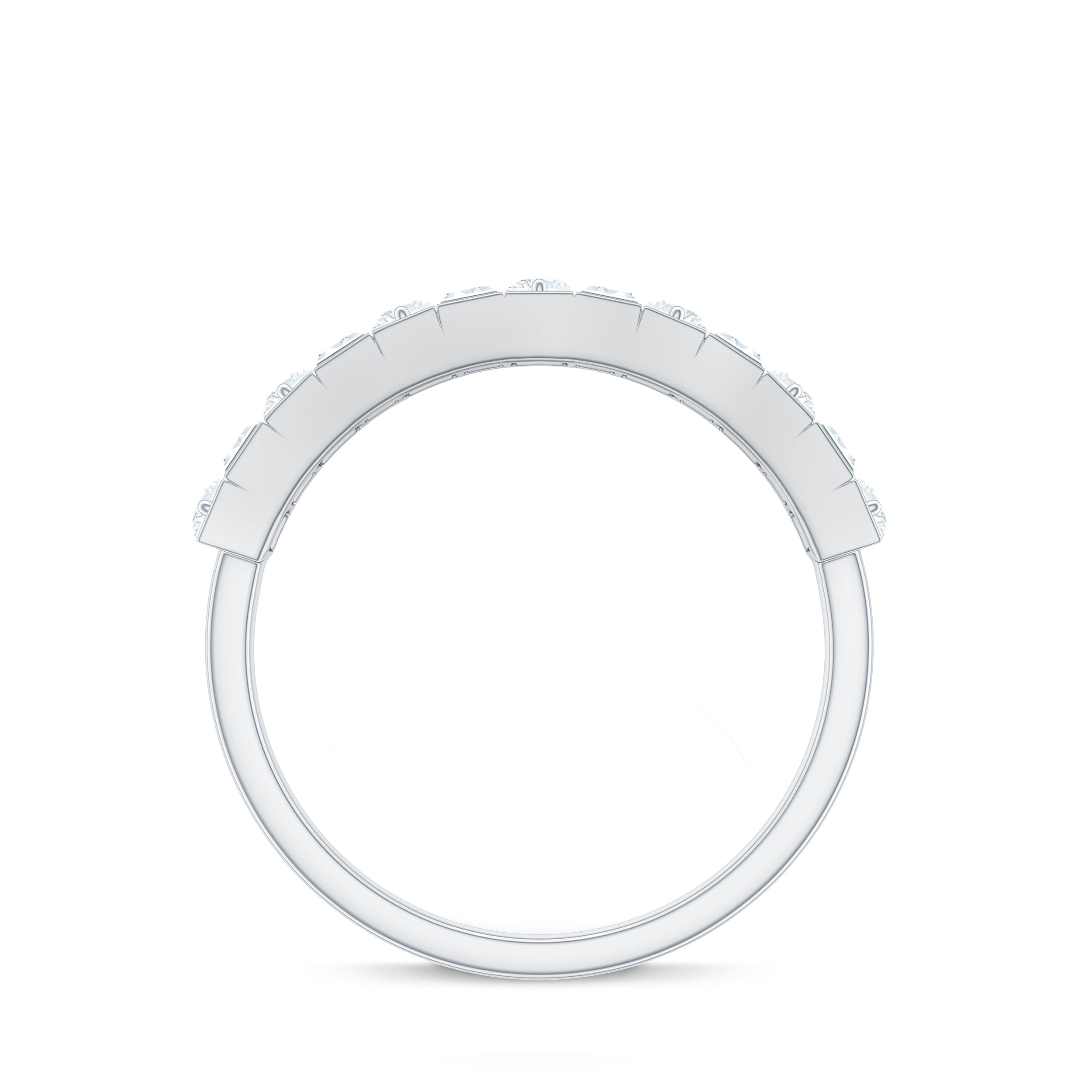 Baguette and Round Cut Zircon Classic Half Eternity Ring