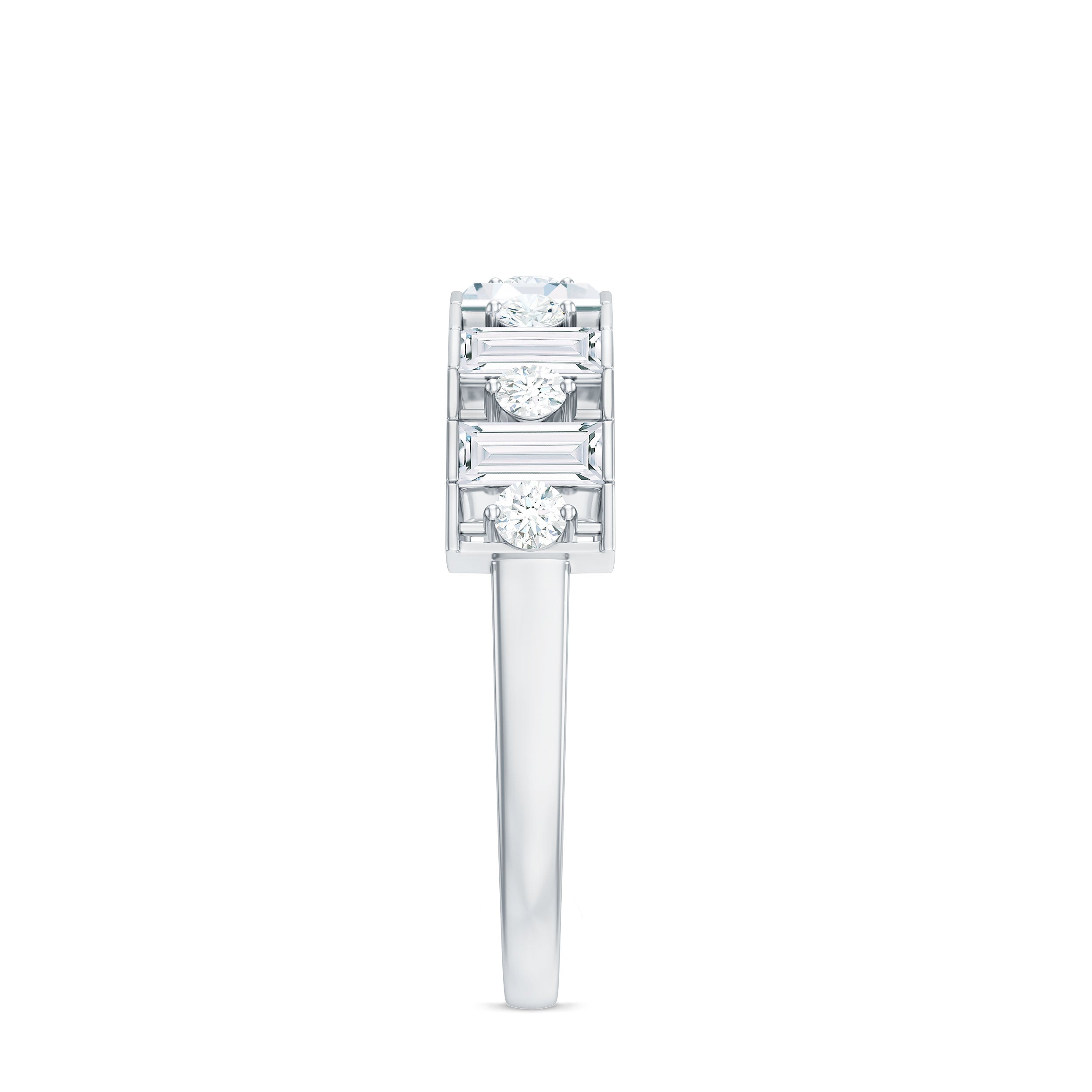 Baguette and Round Cut Zircon Classic Half Eternity Ring