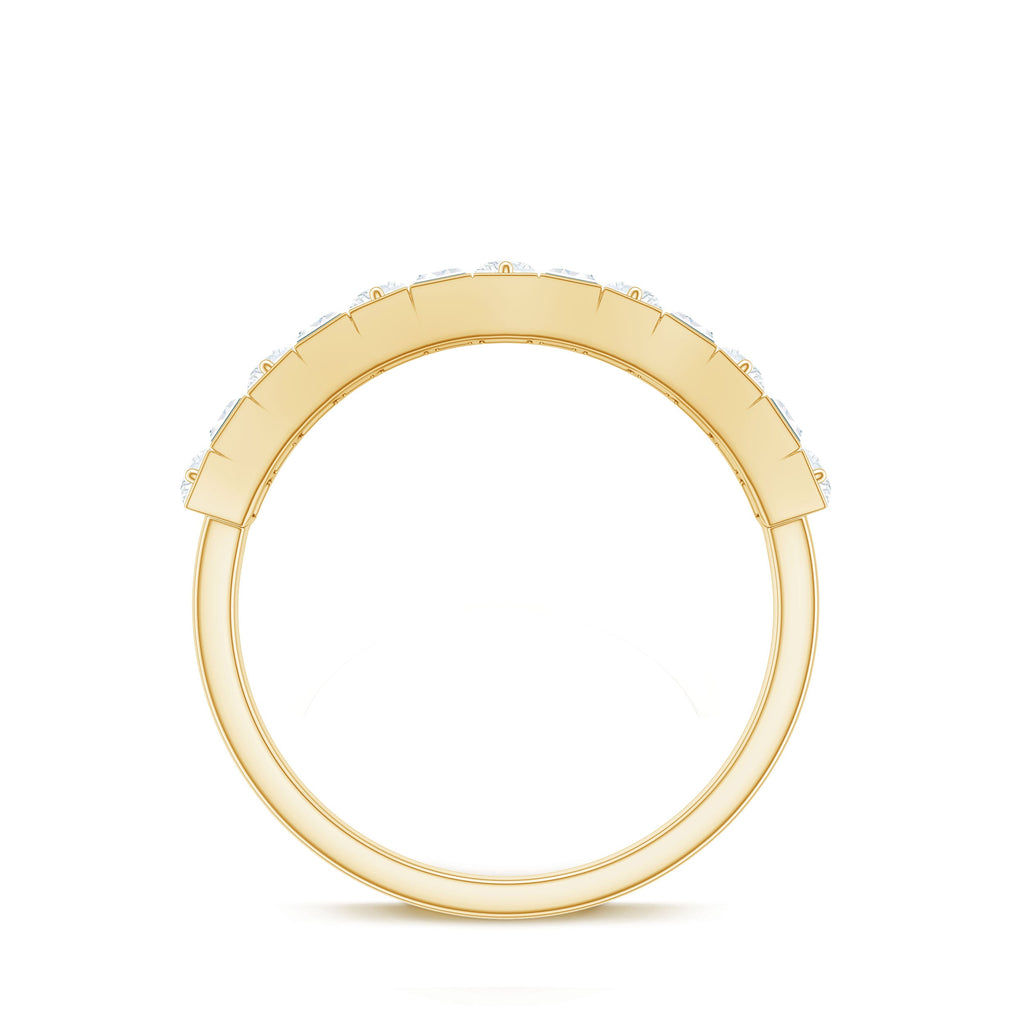 Baguette and Round Cut Zircon Classic Half Eternity Ring