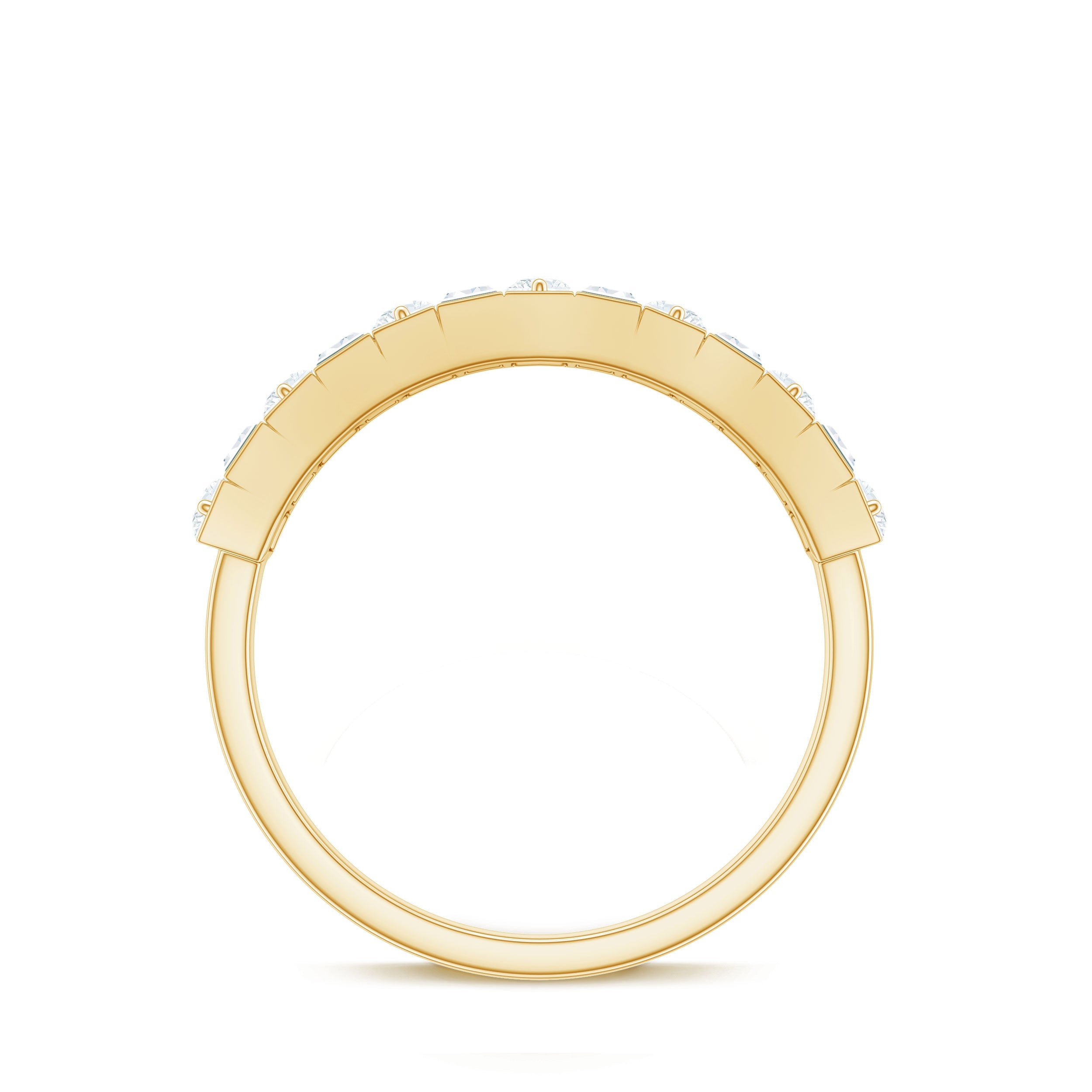 Baguette and Round Cut Zircon Classic Half Eternity Ring