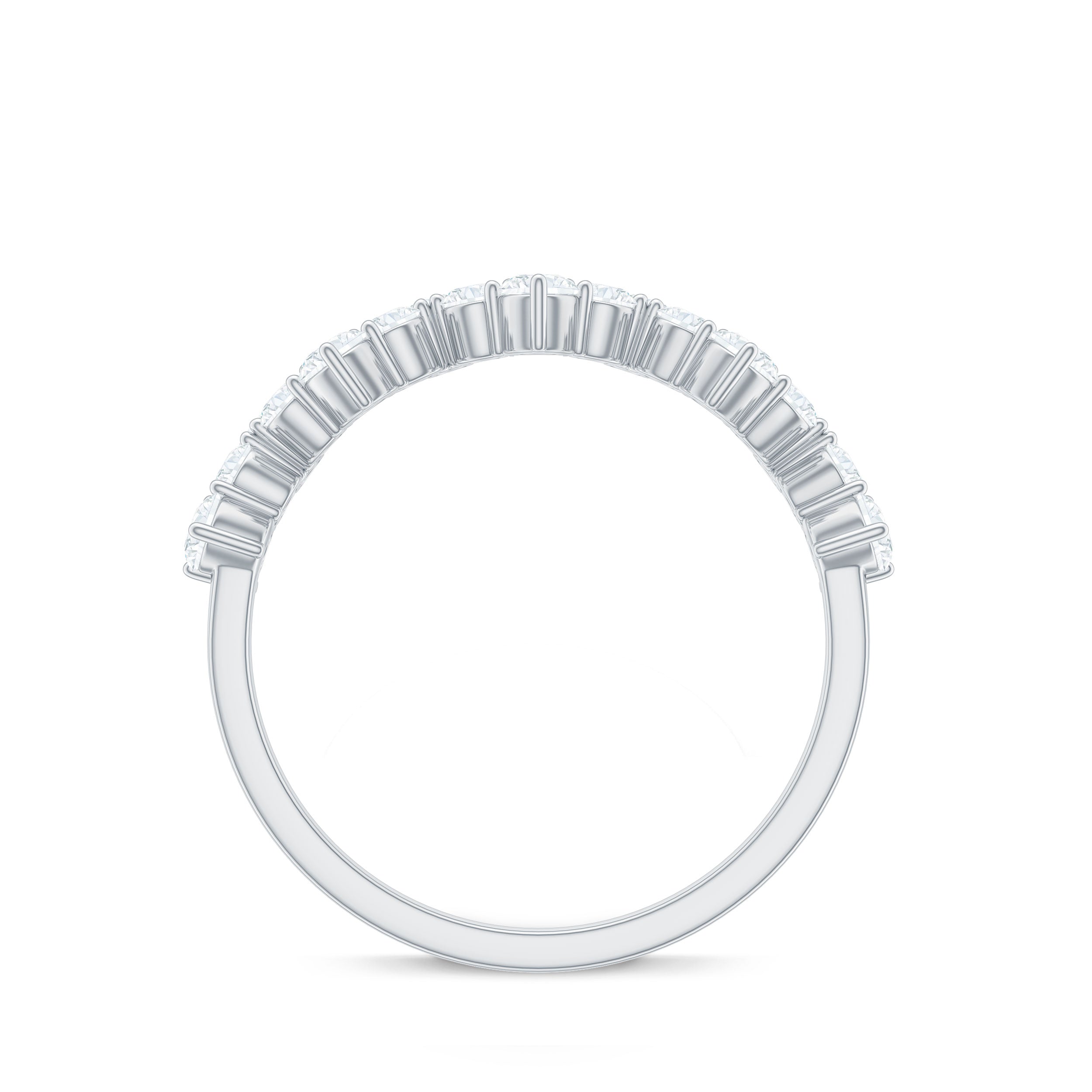 Round Simulated Diamond Zig Zag Half Eternity Ring