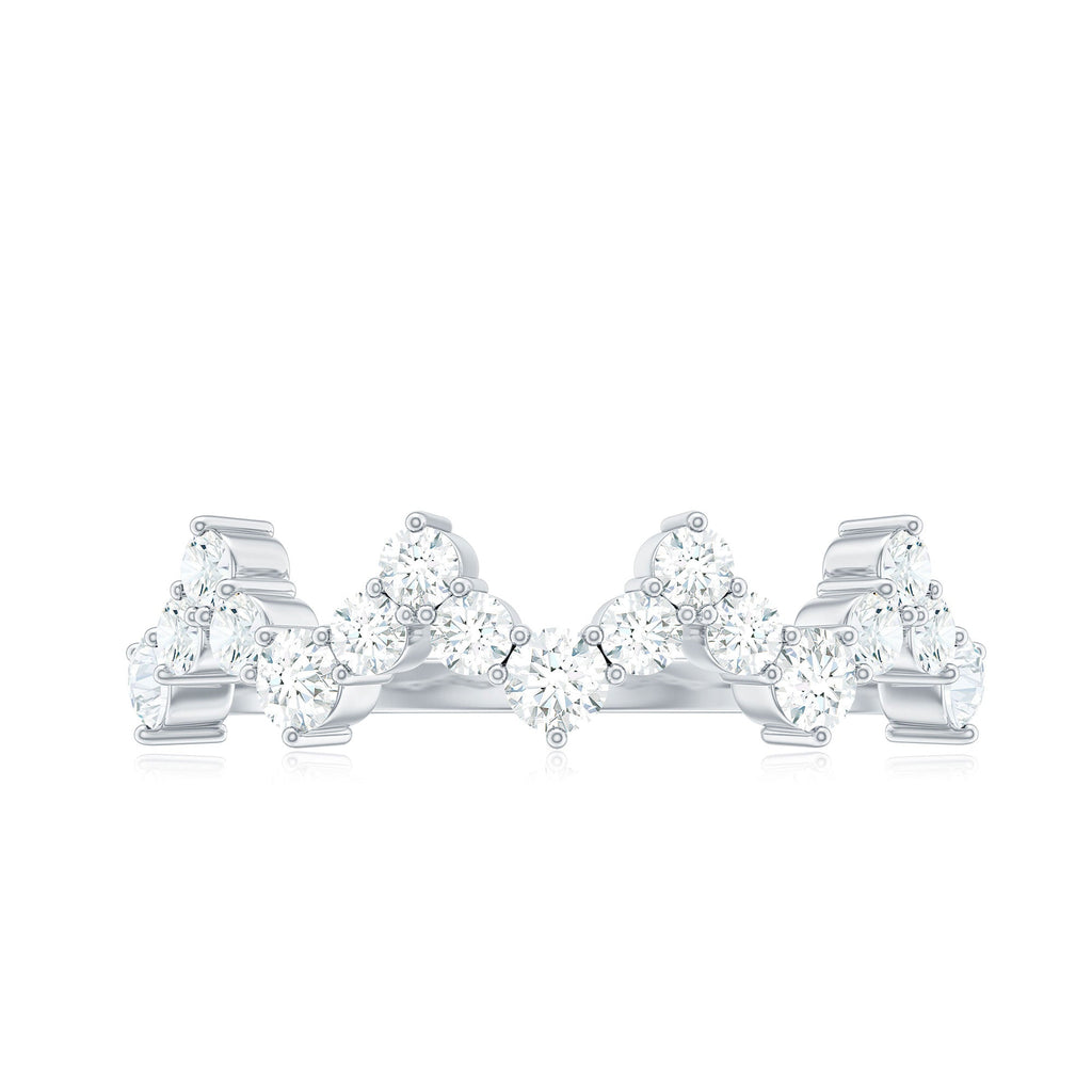 Round Simulated Diamond Zig Zag Half Eternity Ring