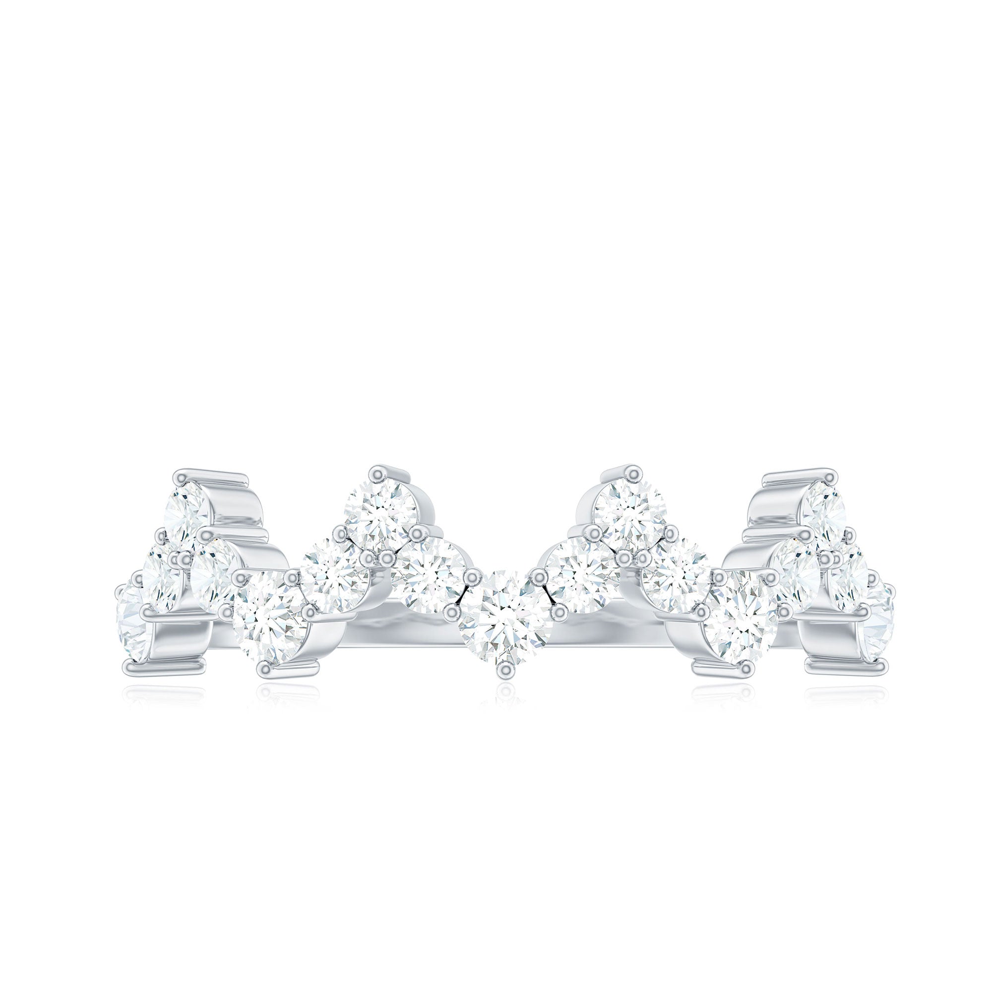 Round Simulated Diamond Zig Zag Half Eternity Ring