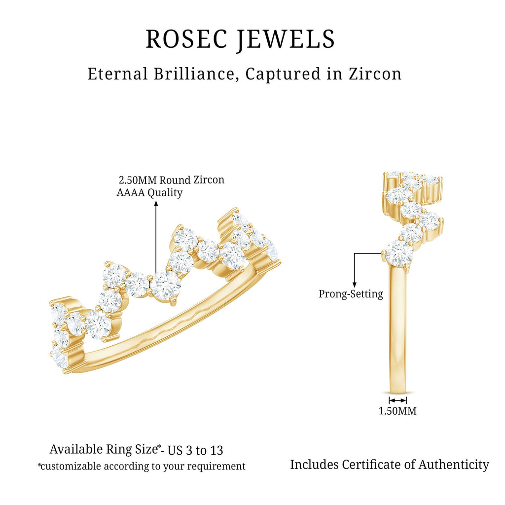 Round Simulated Diamond Zig Zag Half Eternity Ring