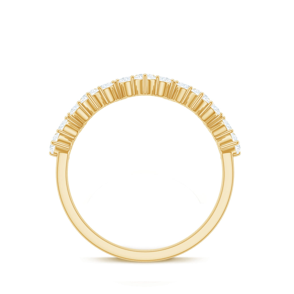 Round Simulated Diamond Zig Zag Half Eternity Ring
