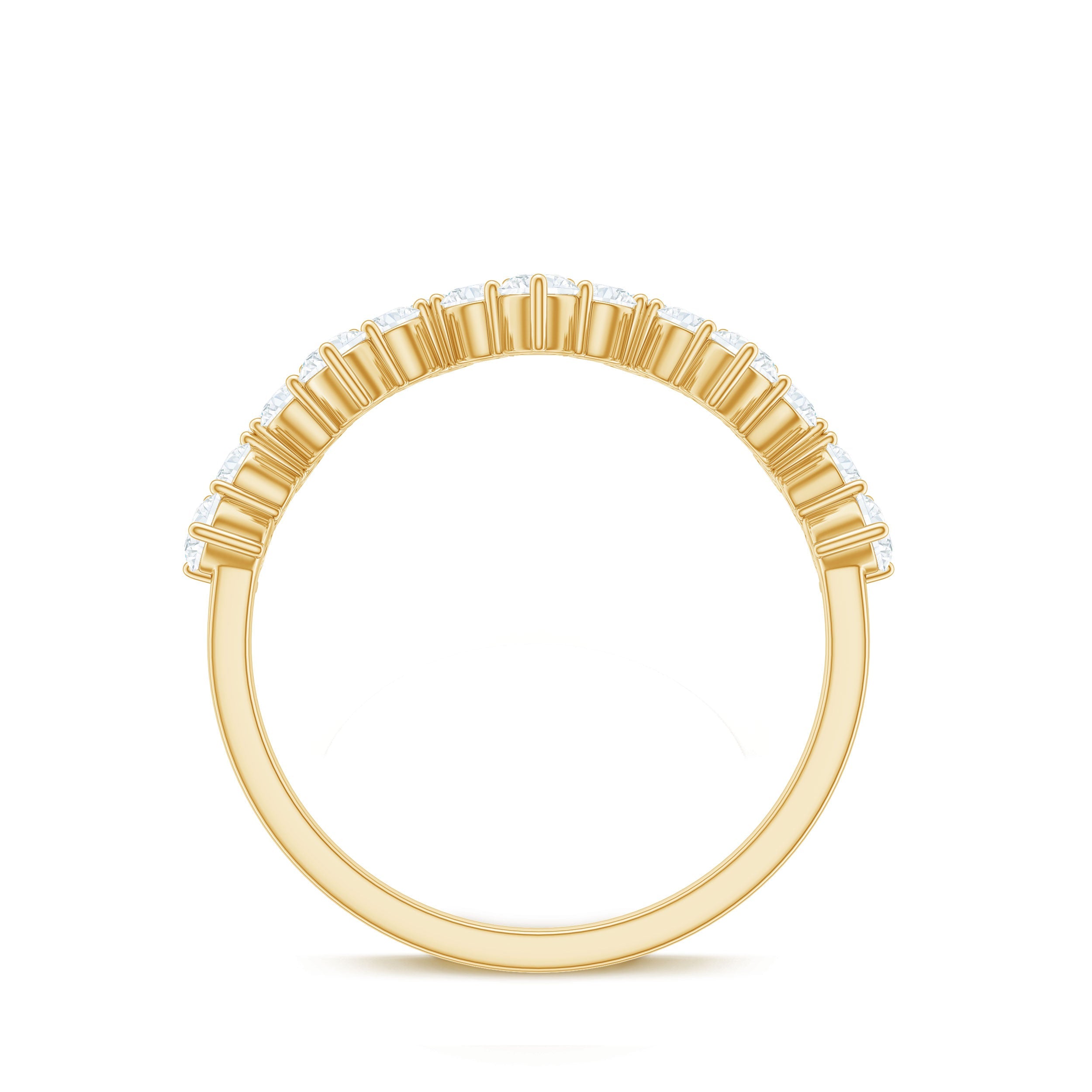 Round Simulated Diamond Zig Zag Half Eternity Ring