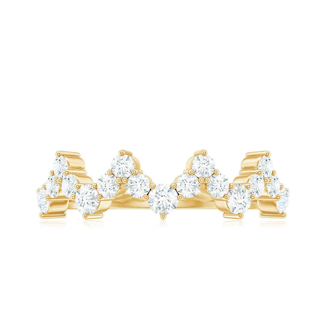 Round Simulated Diamond Zig Zag Half Eternity Ring