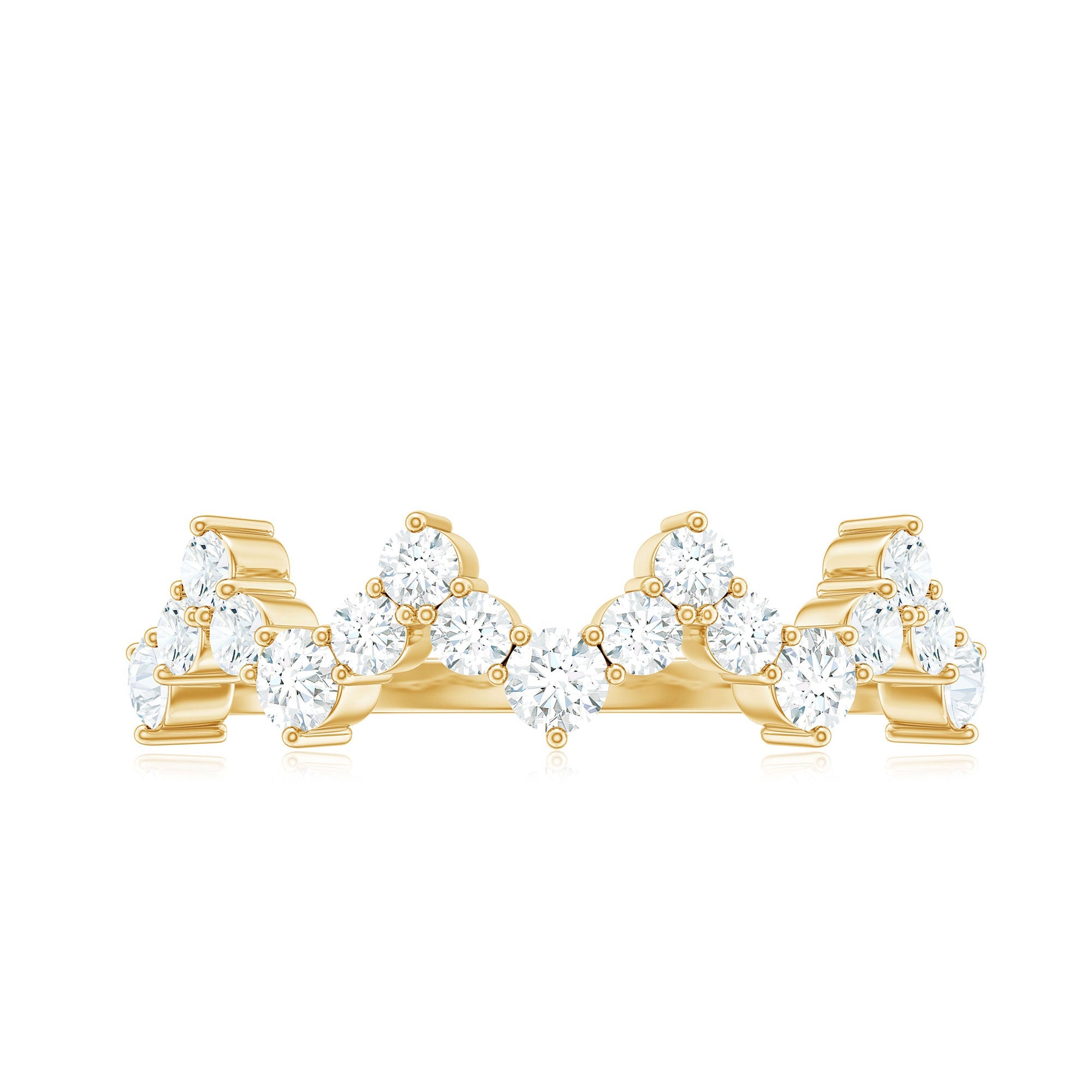 Round Simulated Diamond Zig Zag Half Eternity Ring