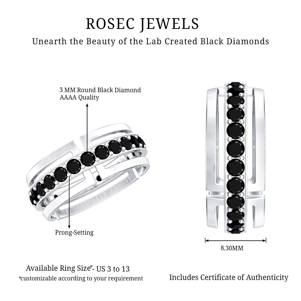 Certified Lab Created Black Diamond Wedding Band for Men
