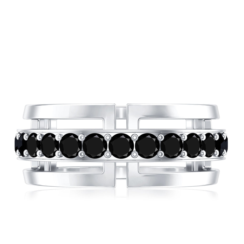 Certified Lab Created Black Diamond Wedding Band for Men