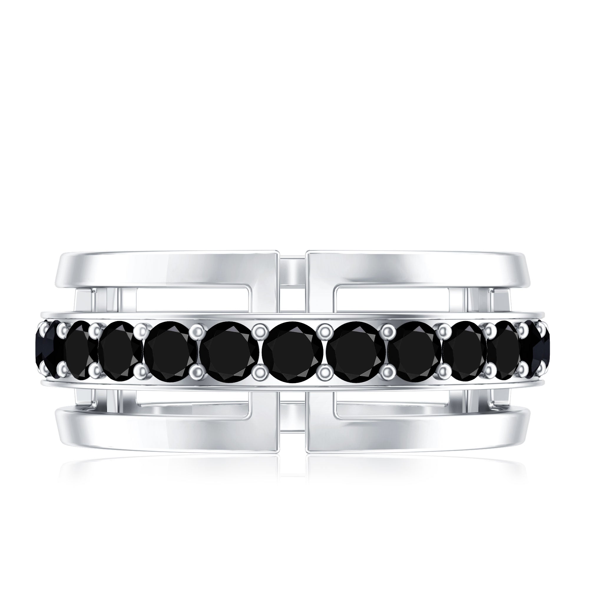 Certified Lab Created Black Diamond Wedding Band for Men