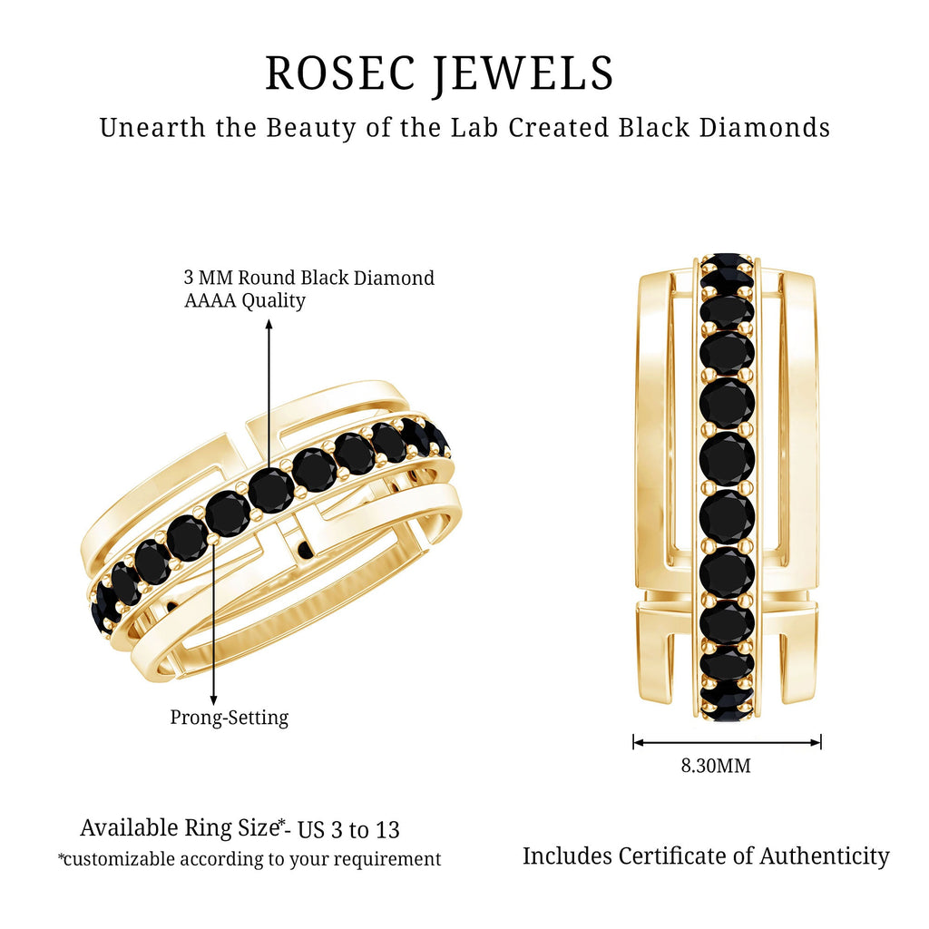 Certified Lab Created Black Diamond Wedding Band for Men