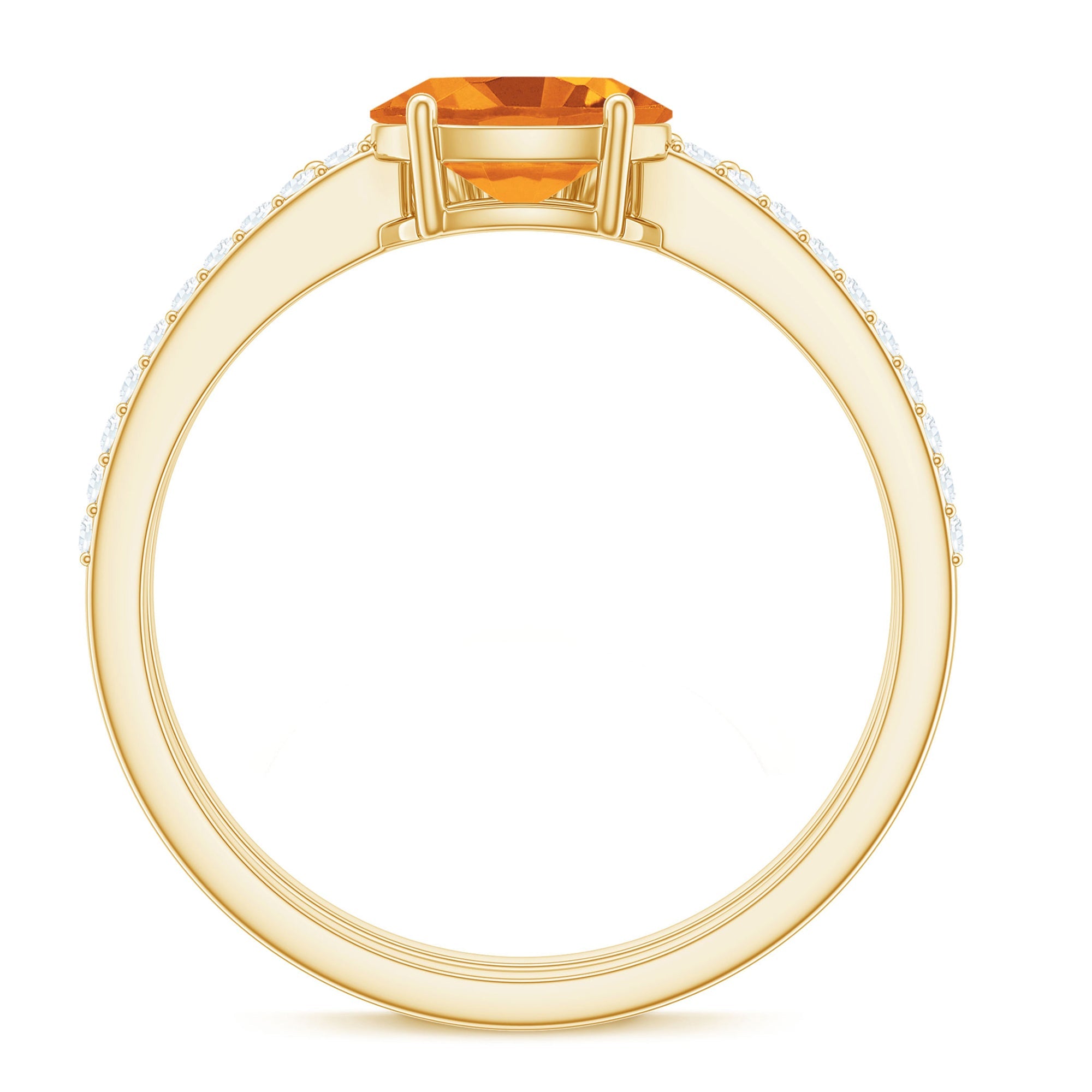 Natural Citrine Moissanite Oval Engagement Ring with Enhancer