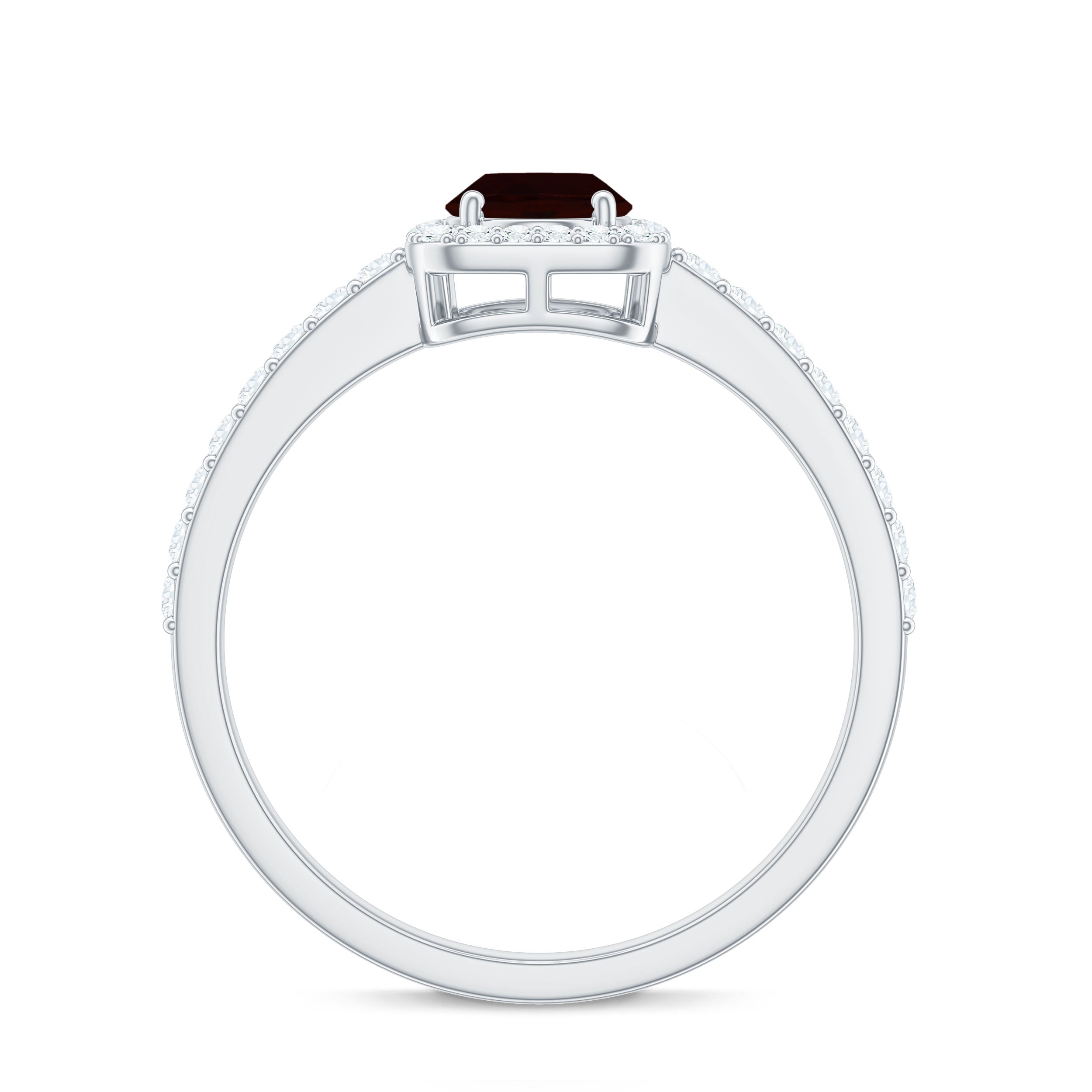 Classic 6X8mm Garnet Oval Engagement Ring with Diamond Halo