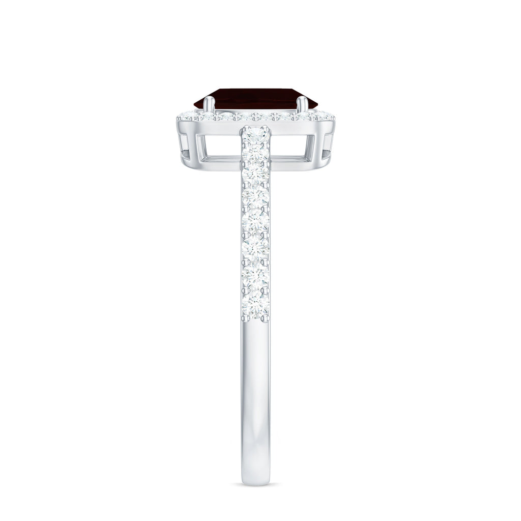 Classic 6X8mm Garnet Oval Engagement Ring with Diamond Halo