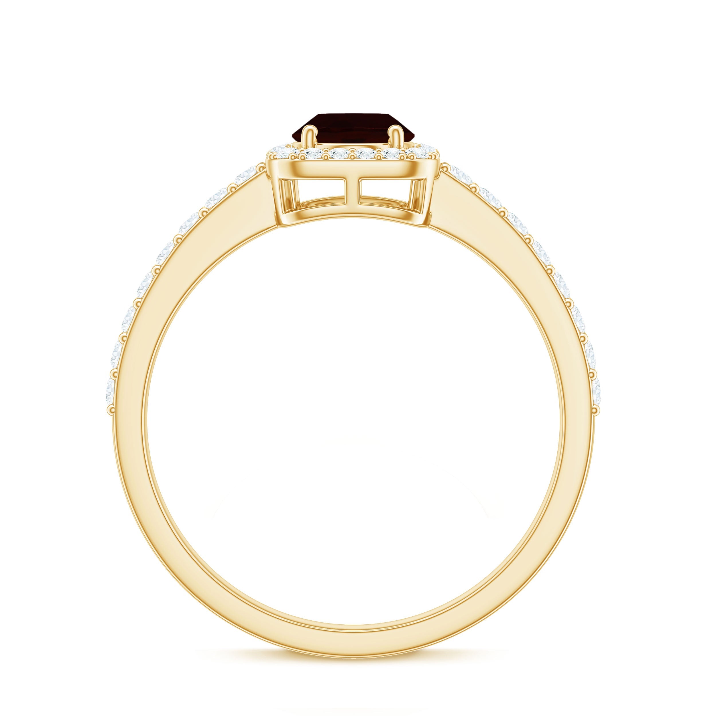Classic 6X8mm Garnet Oval Engagement Ring with Diamond Halo