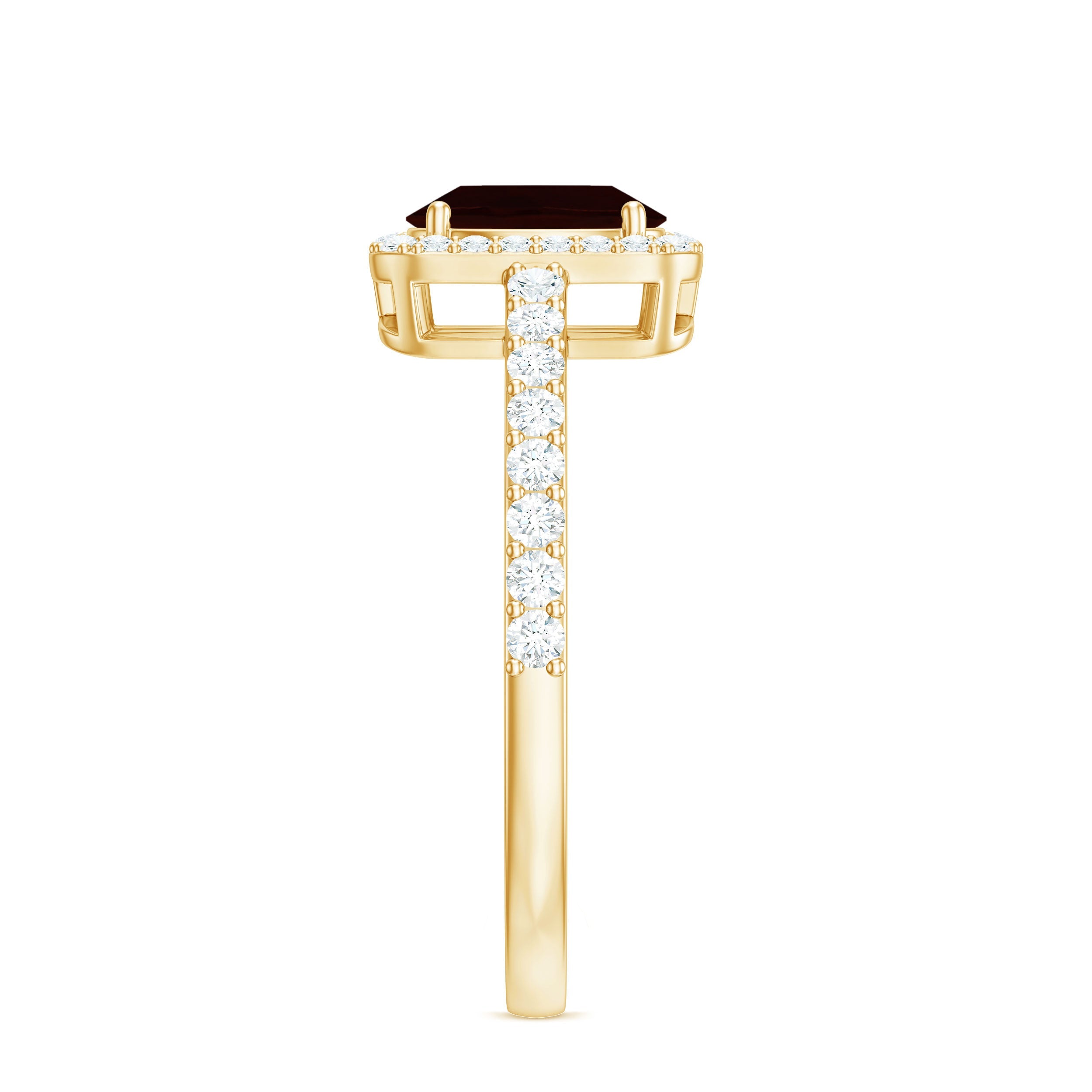 Classic 6X8mm Garnet Oval Engagement Ring with Diamond Halo