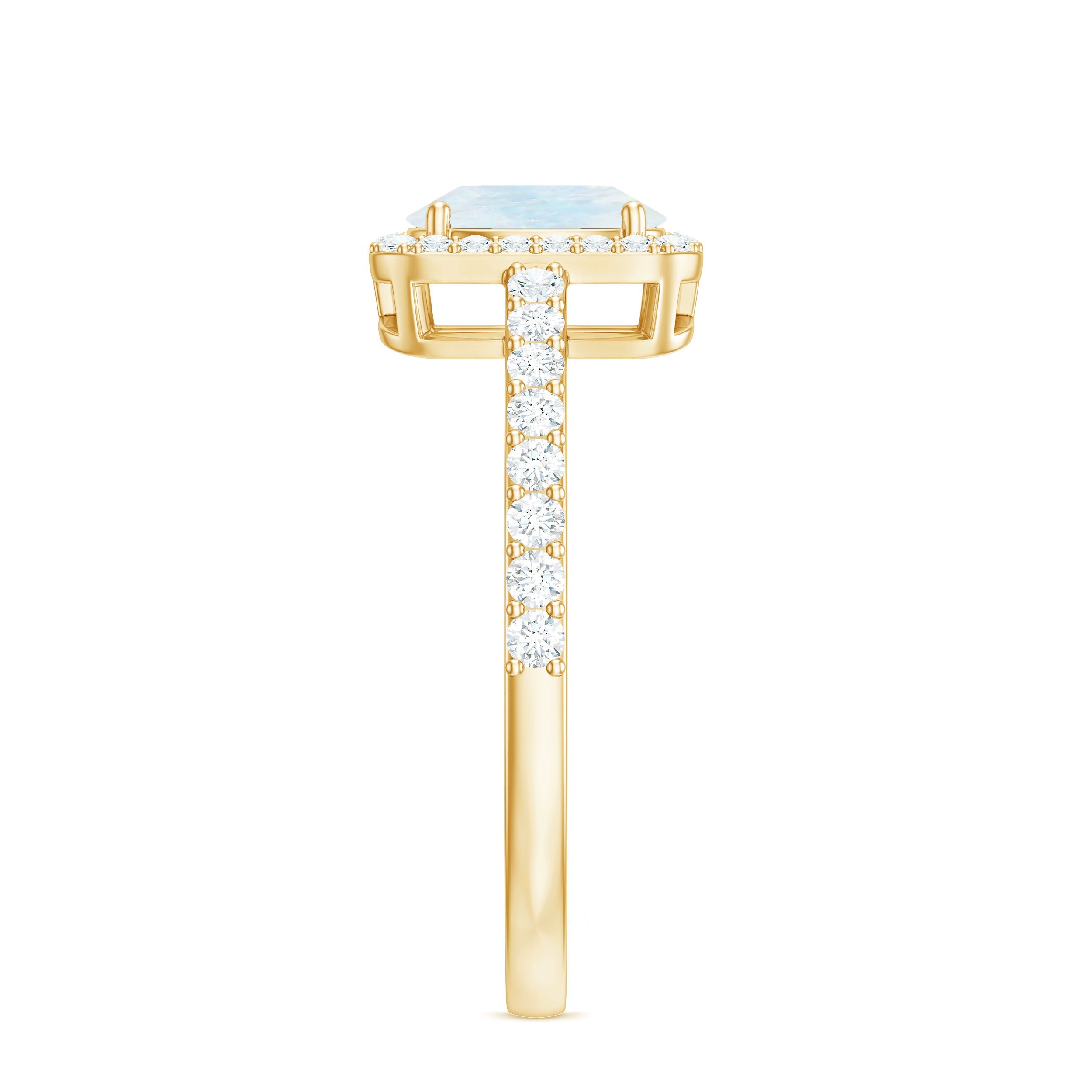 1.50 CT Oval Cut Moonstone Ring with Diamond Halo