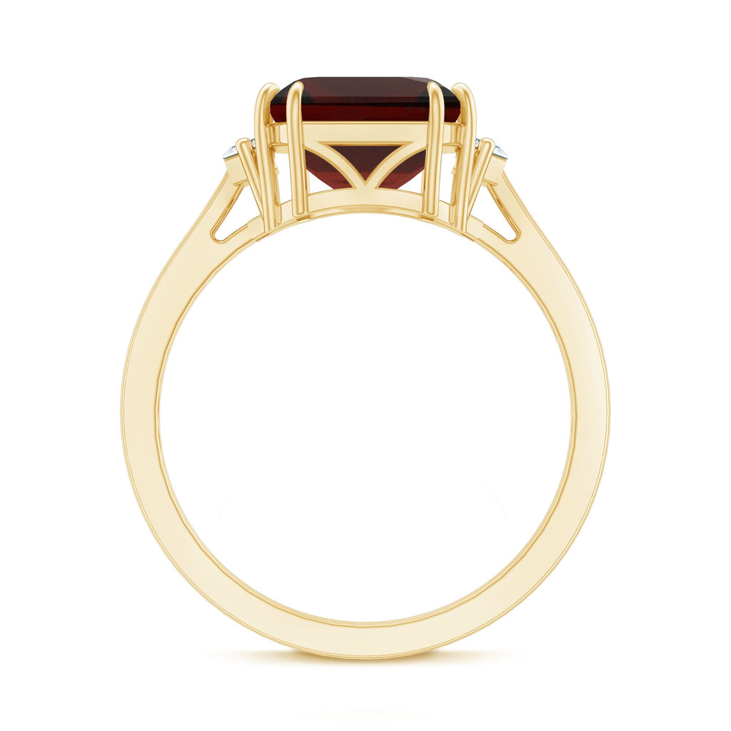 Natural 8mm Asscher Cut Garnet Engagement Ring with Diamond