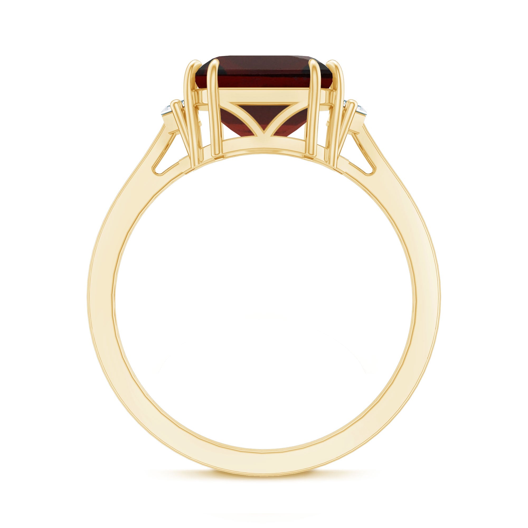 Natural 8mm Asscher Cut Garnet Engagement Ring with Diamond