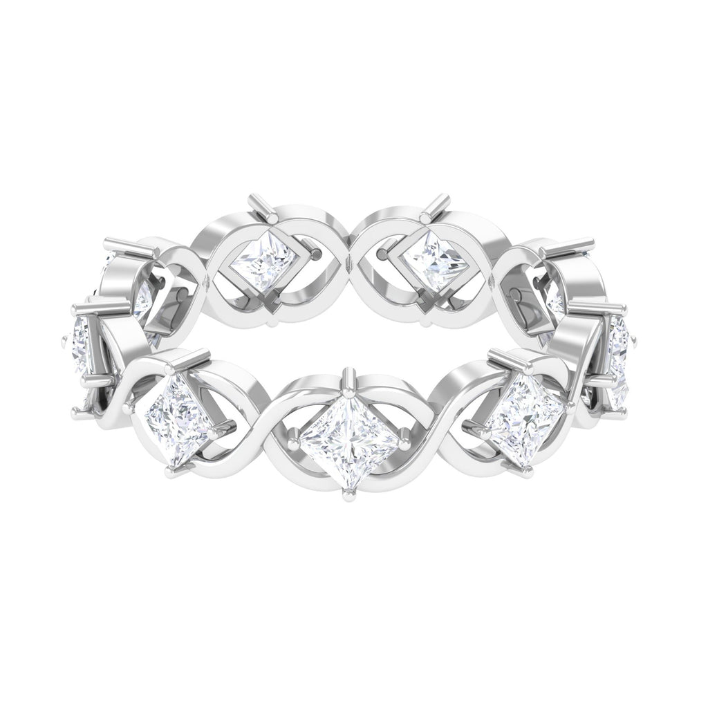 Princess Cut Cubic Zirconia Crossover Eternity Band Ring