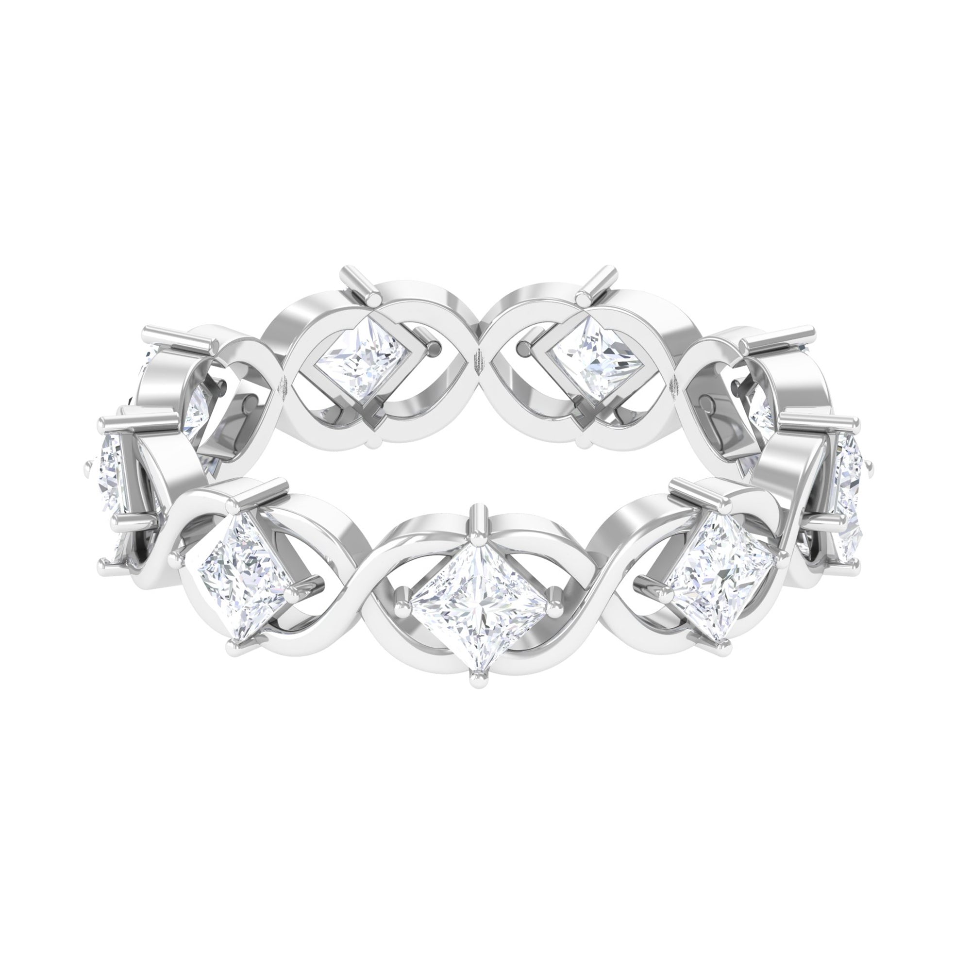 Princess Cut Cubic Zirconia Crossover Eternity Band Ring
