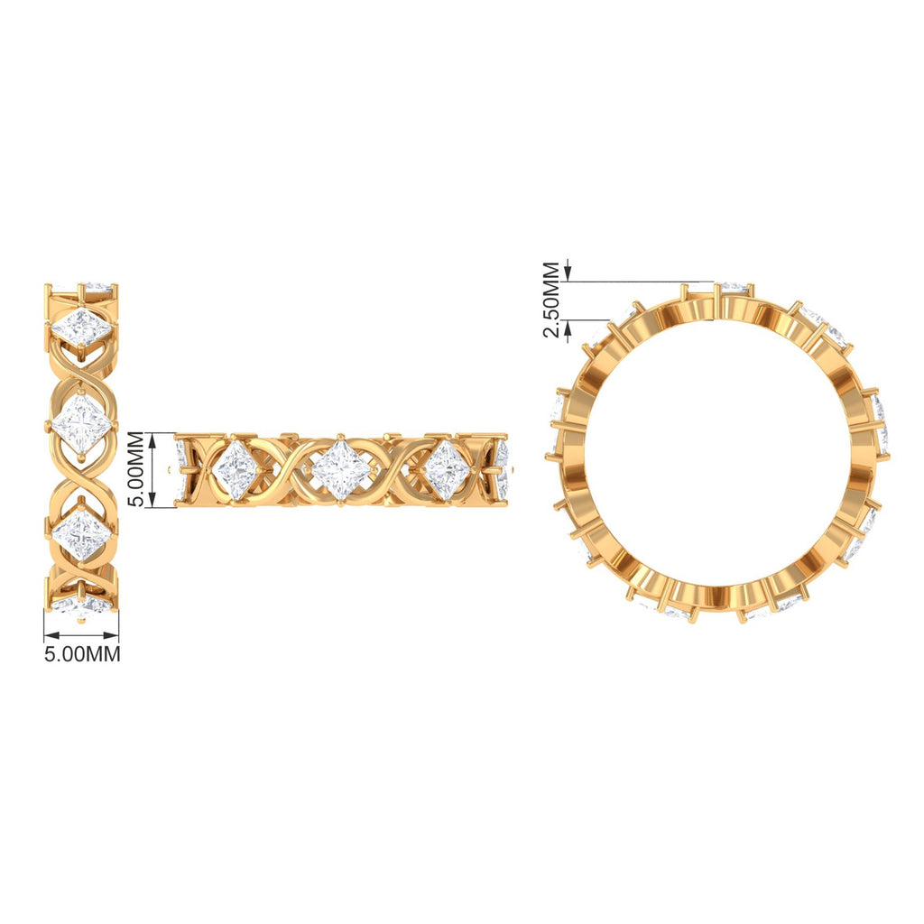 Princess Cut Cubic Zirconia Crossover Eternity Band Ring