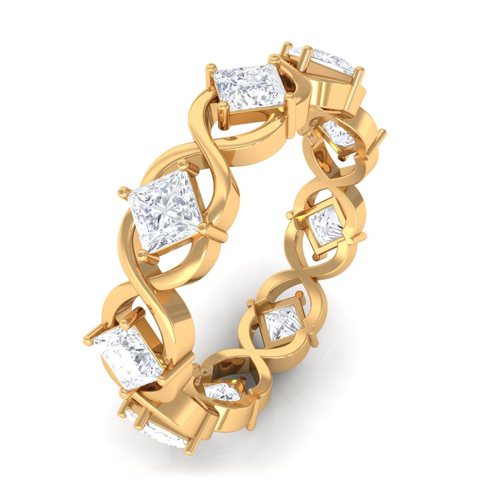 Princess Cut Cubic Zirconia Crossover Eternity Band Ring