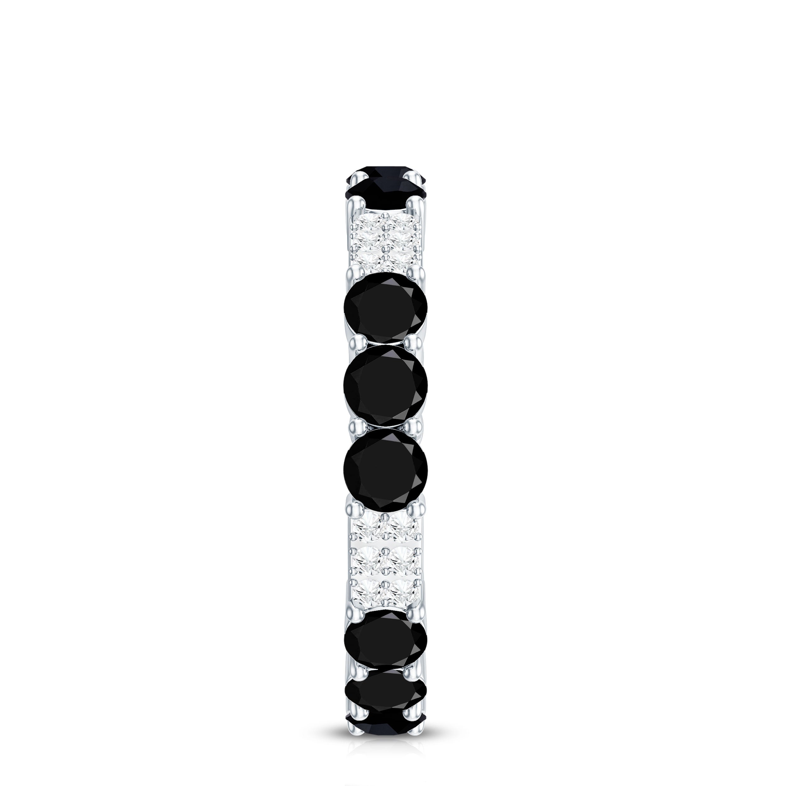 Certified Lab Grown Black and White Diamond Wedding Eternity Ring