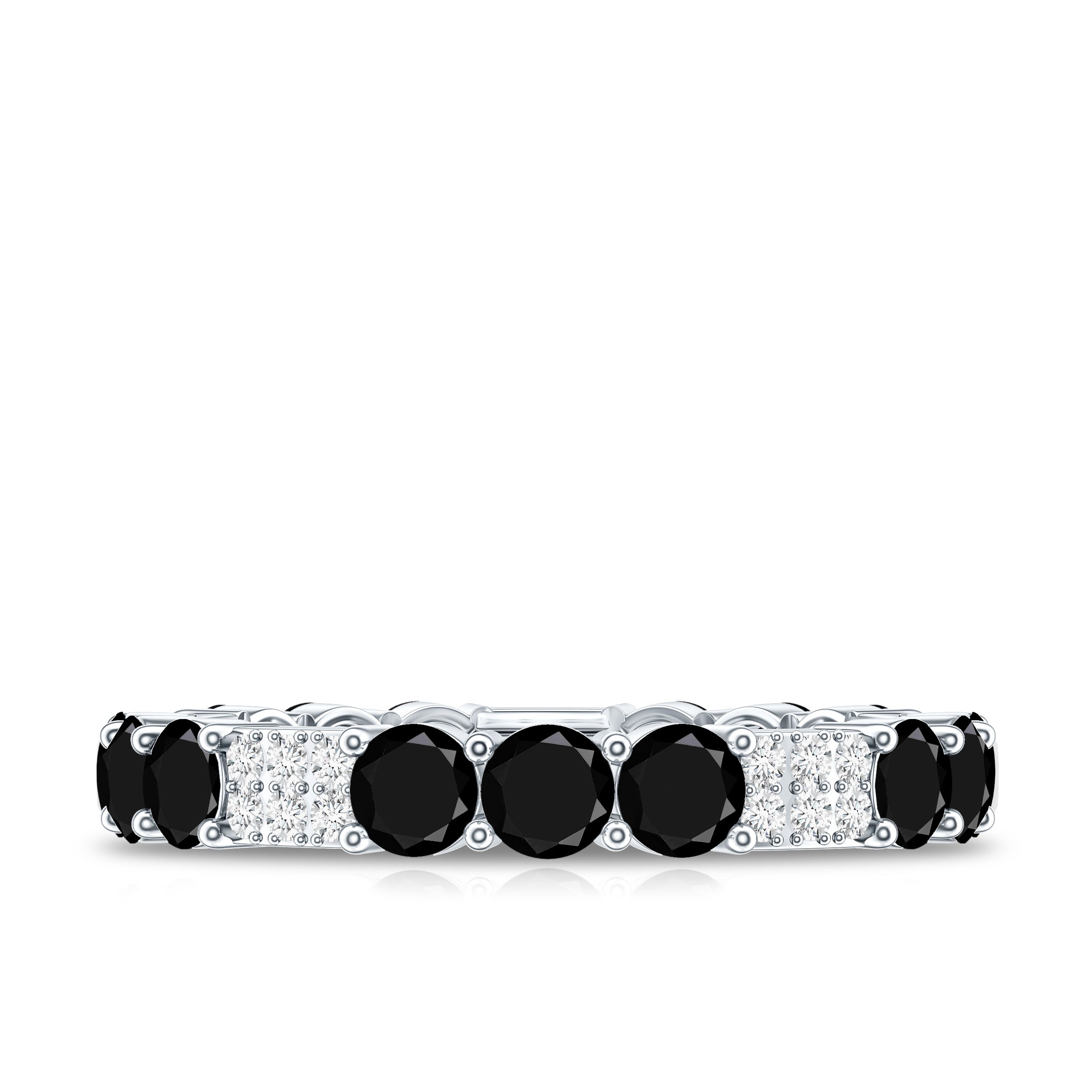 Certified Lab Grown Black and White Diamond Wedding Eternity Ring