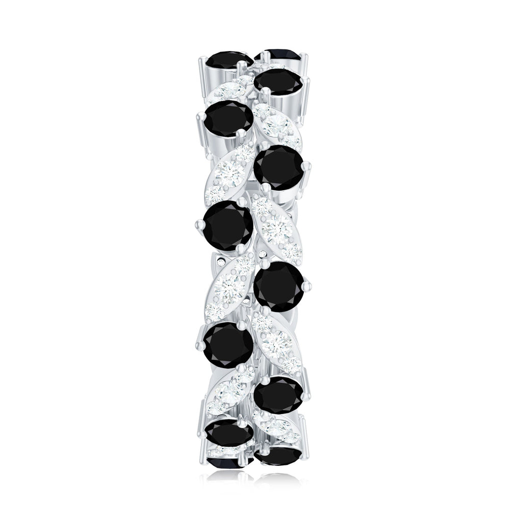 Nature Inspired Lab Grown Black Diamond Eternity Band Ring with Moissanite